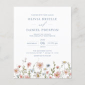 Budget Wildflower QR Code Huwelijksuitnodiging (Voorkant)