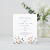 Budget Wildflower QR Code Huwelijksuitnodiging (Staand voorkant)
