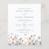 Budget Wildflower QR Code Huwelijksuitnodiging (Voorkant)