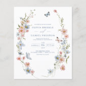 Budget Wildflower QR Code Huwelijksuitnodiging Flyer (Voorkant)