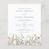 Budget Wildflower QR Code Huwelijksuitnodiging Flyer (Voorkant)