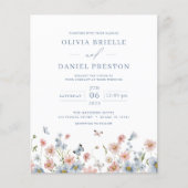 Budget Wildflower QR Code Huwelijksuitnodiging Flyer (Voorkant)