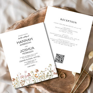 Budget Wildflower Rustic Boho Huwelijksuitnodiging Flyer