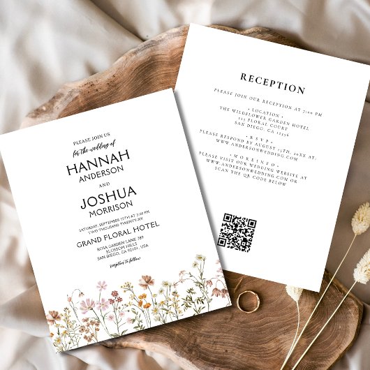 Budget Wildflower Rustic Boho Huwelijksuitnodiging Flyer