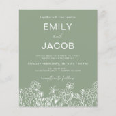 Budget Wildflower Sage Green Botanical Wedding (Voorkant)