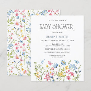 Budget Wildflower Spring Baby shower Invitation