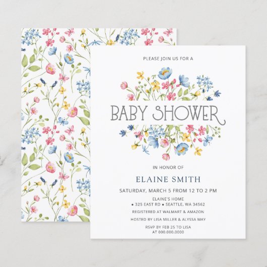 Budget Wildflower Spring Baby shower Invitation