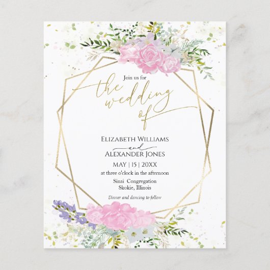 Budget Wildflower Spring bruiloft uitnodiging (Voorkant)