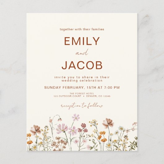 Budget Wildflower Terracotta Botanical Wedding (Voorkant)