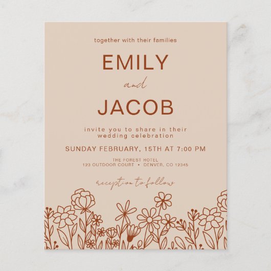 Budget Wildflower Terracotta Botanical Wedding (Voorkant)