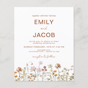 Budget Wildflower Terracotta Botanical Wedding Flyer