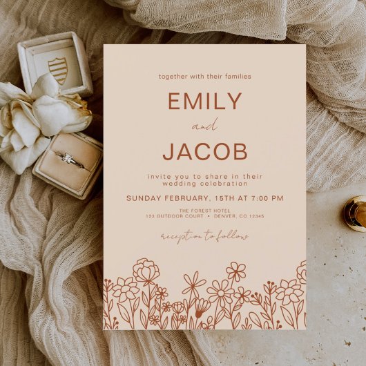 Budget Wildflower Terracotta Botanical Wedding Flyer
