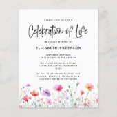 BUDGET Wildflower Viering van het Leven Uitnodigin (Voorkant)