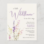 Budget Wildflower Waterverf Baby shower Uitnodigen (Voorkant)