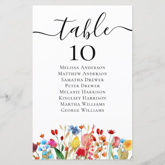 BUDGET Wildflower Weddenstabel Zitkaart (Achterkant)