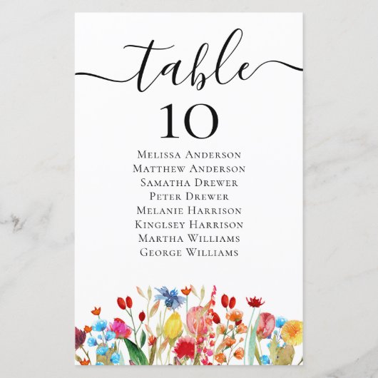 BUDGET Wildflower Weddenstabel Zitkaart (Voorkant)