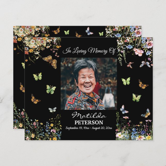 Budget Wildflowers Butterflies Uitnodiging (Voorkant / Achterkant)