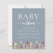 Budget Wildflowers Dusty Blue Baby shower (Voorkant)