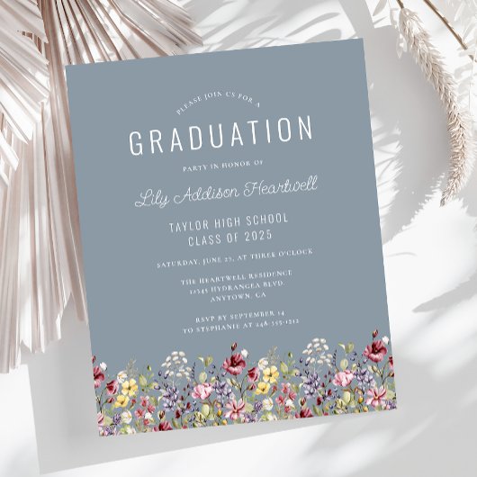 Budget Wildflowers Dusty Blue Graduation Party