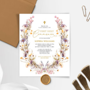 BUDGET Wildflowers Eerste Heilige Communie Uitnodi