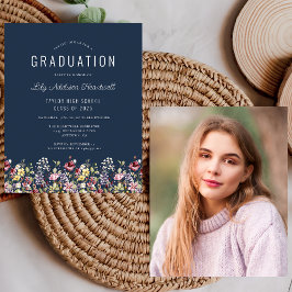 Budget Wildflowers Foto Navy Blue Afstudeerder Par