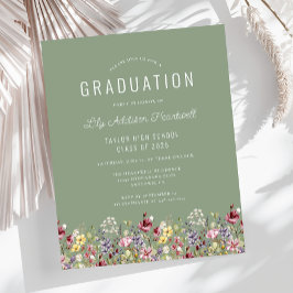 Budget Wildflowers Sage Green Graduation Party