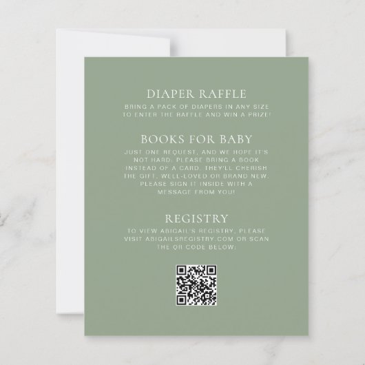 Budget Wildflowers Sage Green QR Code Baby shower (Achterkant)