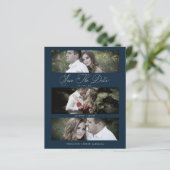 Budget Wimshical Script Navy Wedding 3 Foto's (Staand voorkant)