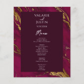 Budget Wine en Gold Wedding Menu Flyer (Voorkant)