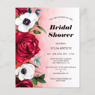 Budget Wine Red Floral Bridal Shower