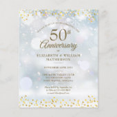 Budget Winter 50th Jubileum Gold Hearts Invite (Voorkant)