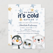 Budget Winter Arctic Animal Baby shower Invitation (Voorkant / Achterkant)