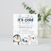 Budget Winter Arctic Animal Baby shower Invitation (Staand voorkant)