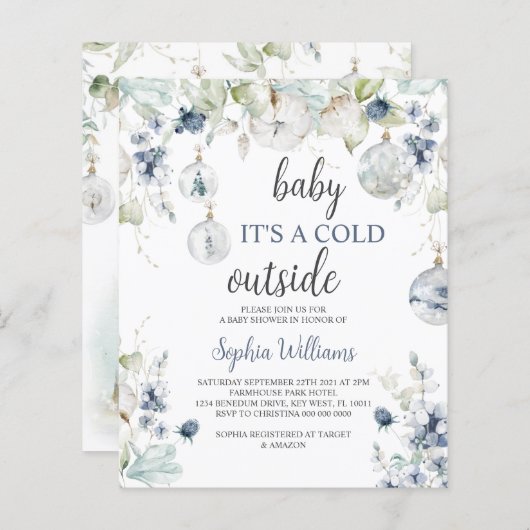 Budget Winter Baby Het is een koude buitenuitnodig (Voorkant / Achterkant)