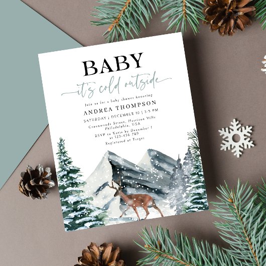 Budget Winter Baby Het is koud buiten Baby shower Flyer