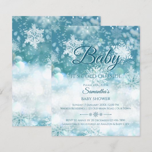 Budget Winter baby is koud buiten baby shower (Voorkant / Achterkant)