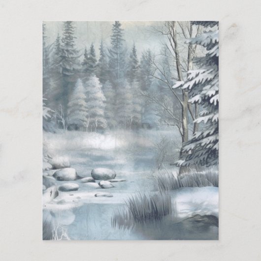 Budget winter berg bos bruiloft uitnodiging (Achterkant)