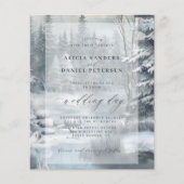 Budget winter berg bos bruiloft uitnodiging (Voorkant)