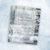 Budget winter berg bos bruiloft uitnodiging