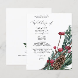 Budget Winter Berries & Pine Greenery Wedding