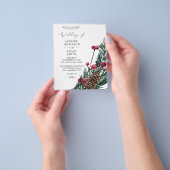 Budget Winter Berries & Pine Greenery Wedding Flyer (Hand)