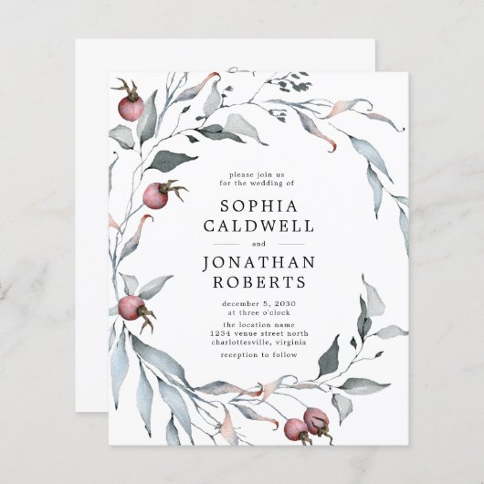 Budget Winter Berries QR Code Weddenschap (Voorkant / Achterkant)