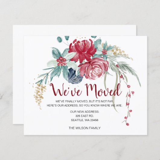 Budget Winter Berries Rustic Moving Holiday Kaart (Voorkant / Achterkant)