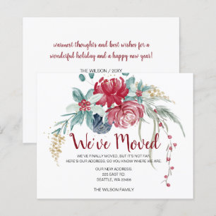 Budget Winter Berries Rustic Moving Holiday Kaart