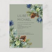 BUDGET Winter Blauwe Distel Bruiloft Briefkaart (Voorkant)