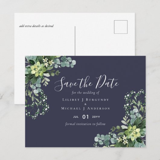 BUDGET Winter Blauwe Thistle Bruiloft Briefkaart (Voorkant / Achterkant)