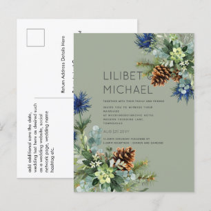 BUDGET Winter Blauwe Thistle Bruiloft Briefkaart