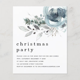 Budget Winter Blue Florals kerstparty uitnodigen