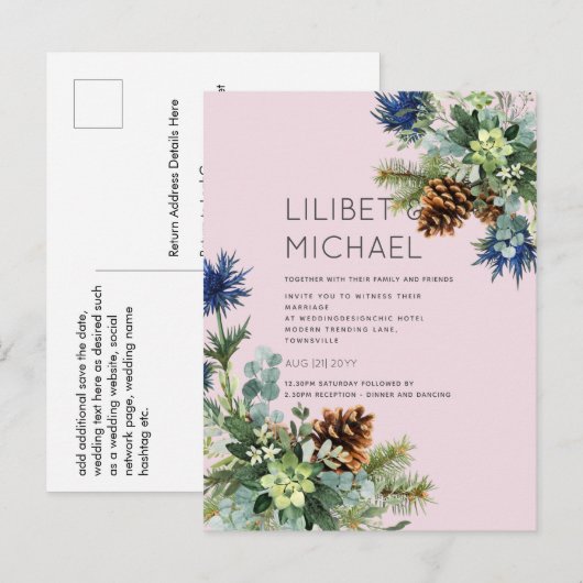 BUDGET Winter Blue Thistle Weddenschap Briefkaart (Voorkant / Achterkant)