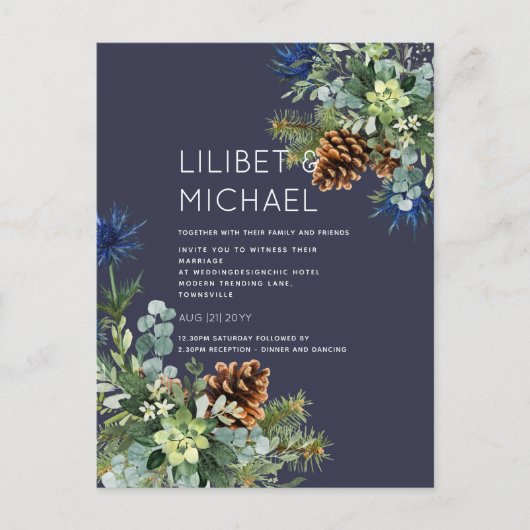 BUDGET Winter Blue Thistle Weddenschap Briefkaart (Voorkant)